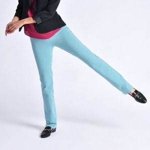 NWOT Betabrand Dress Pant Yoga Pant Teal Stripe Straight Leg XL